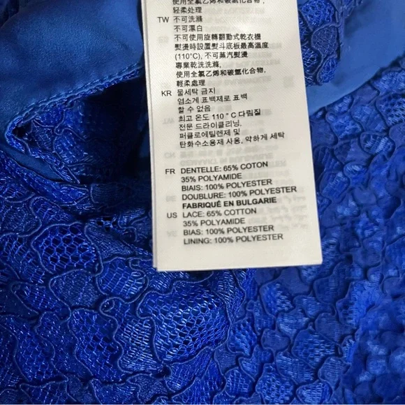 Sandro Paris Mikka Lace Dress Blue Tie Back Mini Fit & Flare Party Cocktail - Picture 10 of 11